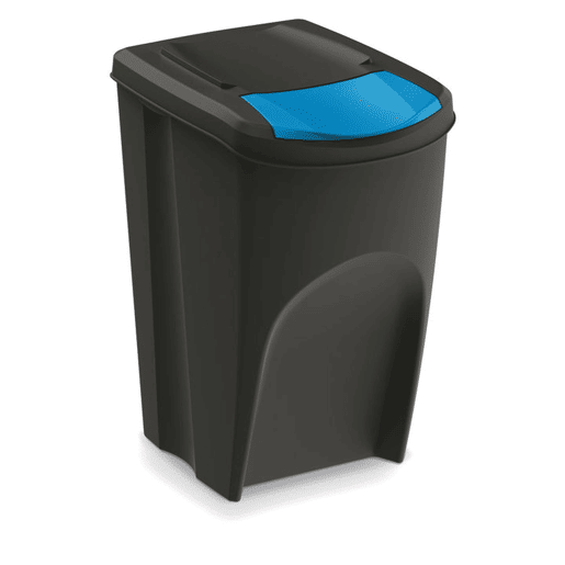 WELL HOME Conjunto de 4 latas de lixo 100% plástico reciclado, preto, 4x35L