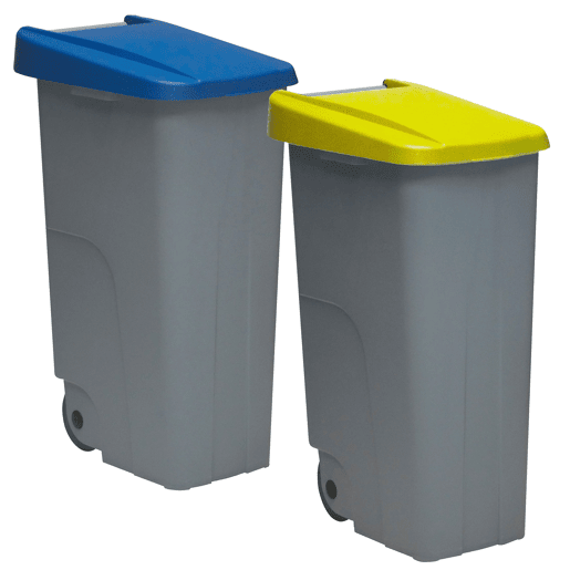 WELL HOME Conjunto de 2 Recipientes Fechados de 110L Azul+Amarelo Alt.88cm