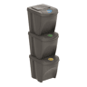 WELL HOME Conjunto de 3 lixeiras-lixeira, cinza, volume 3x25L