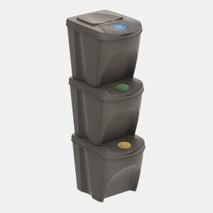 WELL HOME Conjunto de 3 lixeiras-lixeira, cinza, volume 3x25L