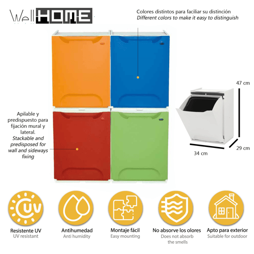 WELL HOME Lixeira de polipropileno cinza, tanque de 20L