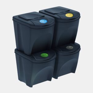 WELL HOME Conjunto de 4 lixeiras-lixeira, antracite, 4x25L