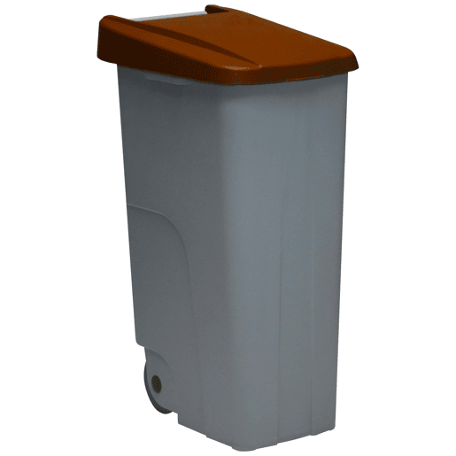 WELL HOME Contentor Fechado 110L Castanho Alt.88cm+10 sacos de lixo 120L