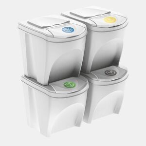 WELL HOME Conjunto de 4 lixeiras-lixeira, branco sujo, 4x25L