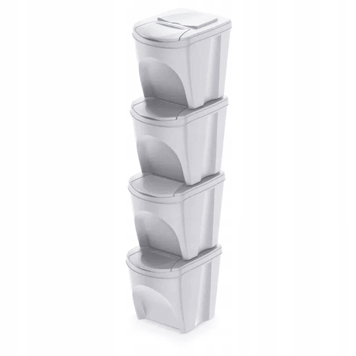 WELL HOME Conjunto de 4 lixeiras-lixeira, branco sujo, 4x25L WELL HOME Conjunto de 4 lixeiras-lixeira, branco sujo, 4x25L