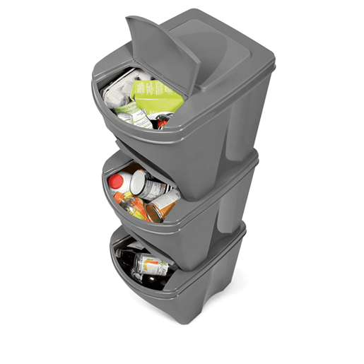 WELL HOME Conjunto de 4 lixeiras-lixeira, branco sujo, 4x25L WELL HOME Conjunto de 4 lixeiras-lixeira, branco sujo, 4x25L