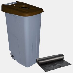 WELL HOME Recipiente Aberto 110L Marrom Alt.88cm+10 sacos de lixo 120L