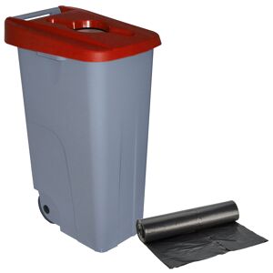 WELL HOME Recipiente Aberto 110L Vermelho Alt.88cm+10 sacos de lixo 120L