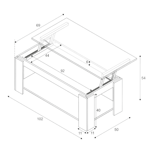 Mesa de centro com efeito madeira