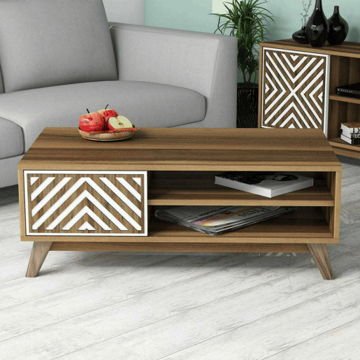 Mesa de centro com efeito madeira