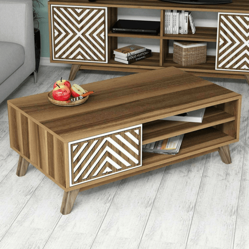 Mesa de centro com efeito madeira