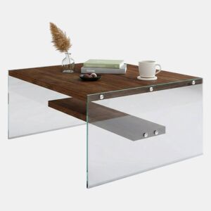 Mesa de Centro com Compartimento de Vidro