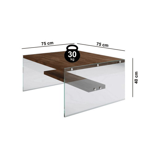 Mesa de Centro com Compartimento de Vidro