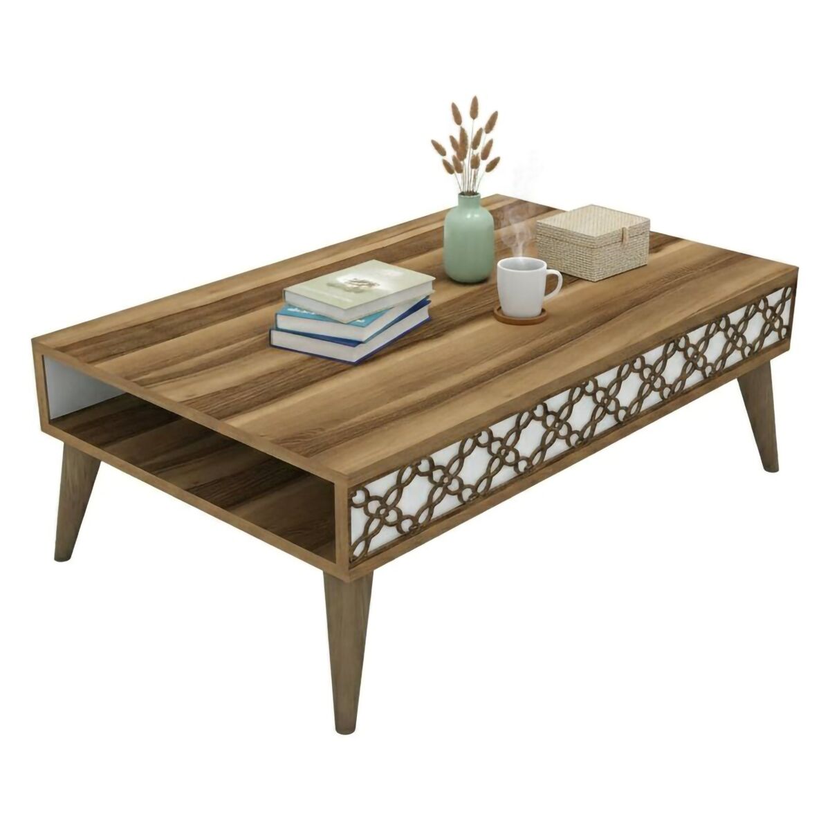 mesa de centro com efeito madeira
