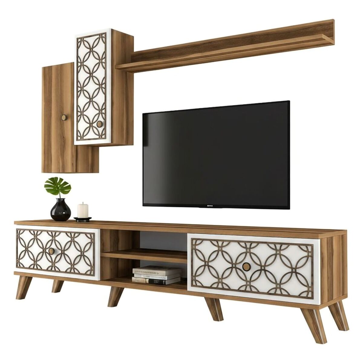movel tv com efeito madeira