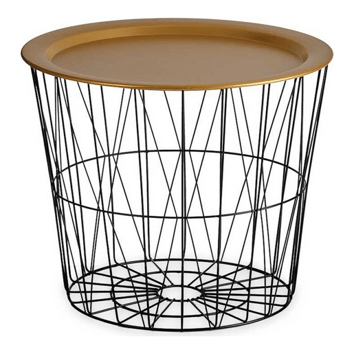 Mesa de apoio Preto Dourado Metal 52 x 40 x 52 cm
