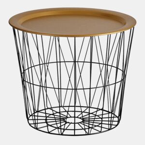 Mesa de apoio Preto Dourado Metal 52 x 40 x 52 cm