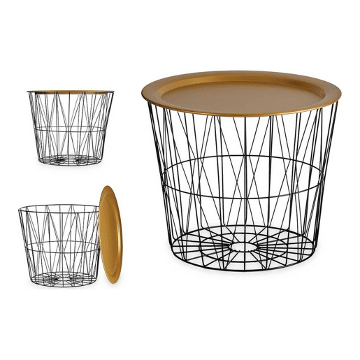 Mesa de apoio Preto Dourado Metal 52 x 40 x 52 cm