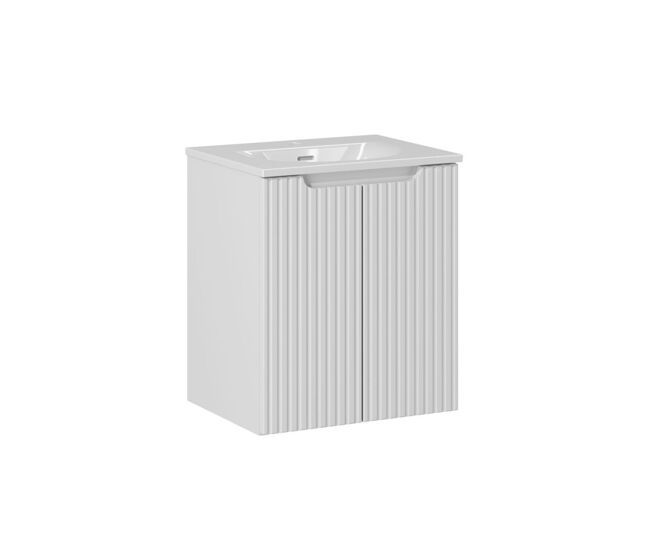 Mueble lavabo individual encastrado 50cm 2 puertas riva blanco
