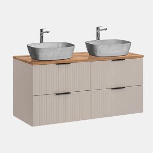 Meuble double vasque effet pierre 120cm Adriel Cachemire et Bois