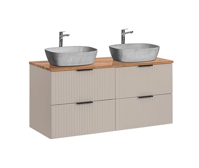 Mueble doble lavabo imitación piedra 120cm adriel cachemira y madera
