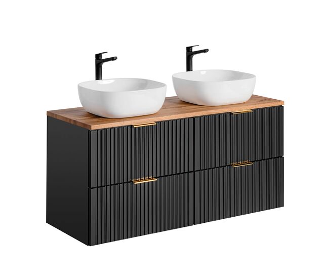 Mueble doble lavabo 120cm adriel negro y madera