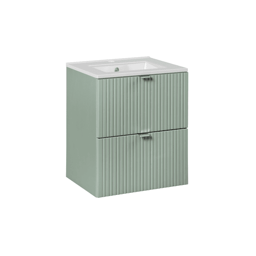 Móvel lavatório simples encastrado 50cm 2 gavetas Verde Jade