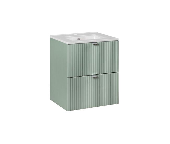 Mueble lavabo individual encastrado 50cm 2 cajones jade verde