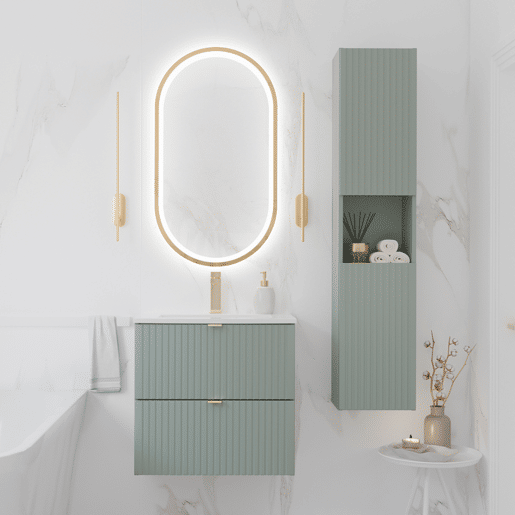Móvel lavatório simples encastrado 50cm 2 gavetas Verde Jade