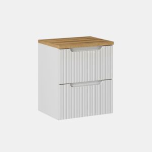 Móvel de lavatório 50cm 2 gavetas plano de toilete Riva Branco e Madeira