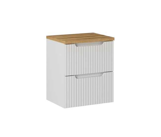 Mueble bajo lavabo 50cm 2 cajones encimera riva blanco y madera