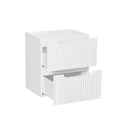 Móvel de lavatório 50cm 2 gavetas plano de toilete Riva Branco e Madeira