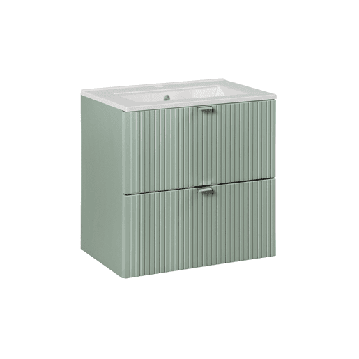 Móvel lavatório simples encastrado 60cm 2 gavetas Verde Jade
