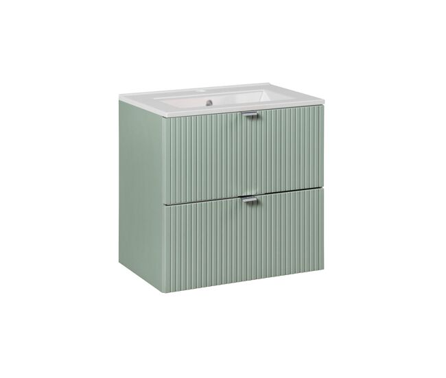 Mueble lavabo individual encastrado 60cm 2 cajones Jade Verde