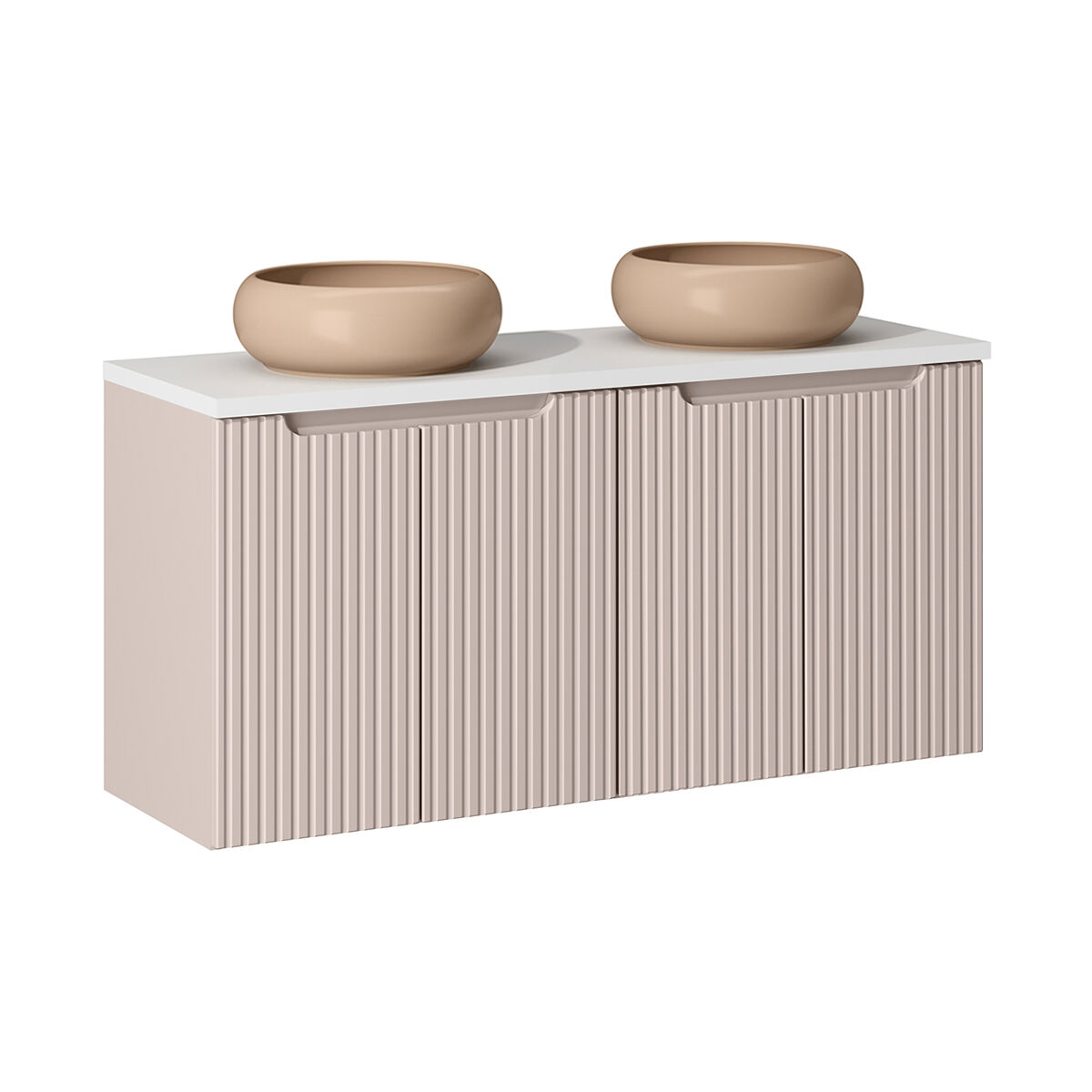 Mueble doble lavabo 120cm 4 puertas riva cachemira y blanco