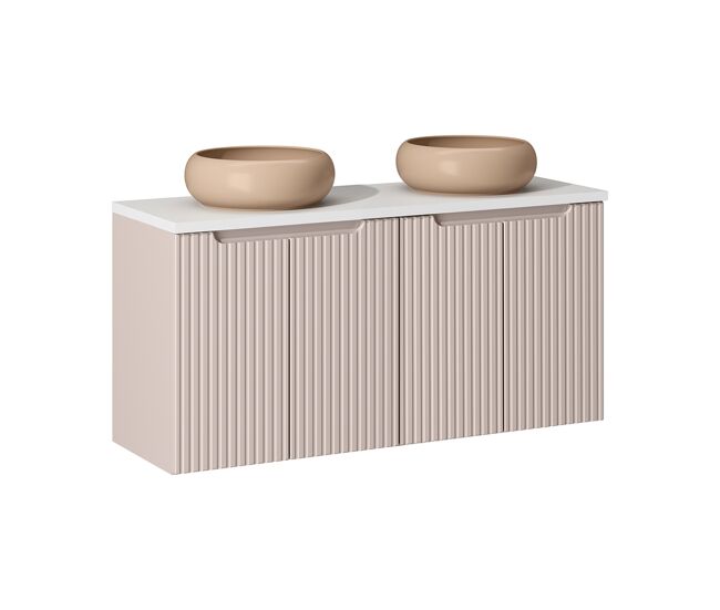 Mueble doble lavabo 120cm 4 puertas riva cachemira y blanco