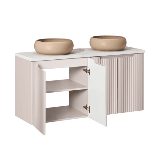 Móvel lavatório duplo 120cm 4 portas Riva Cashmere Branco