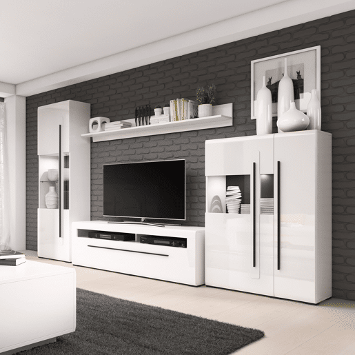 Vitrine 1 porte com LED Louis Branco