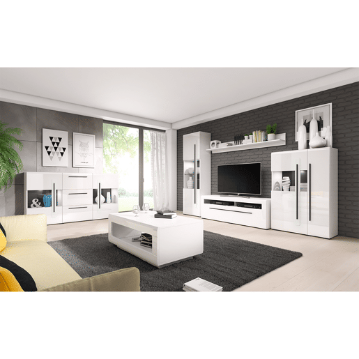 Vitrine 1 porte com LED Louis Branco