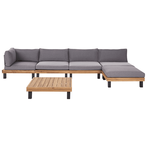 Conjunto de sofás de jardim de canto 5 lugares FRAZZANO Madeira de Acácia certificada Cinzento Conjunto de sofás de jardim de canto 5 lugares FRAZZANO Madeira de Acácia certificada Cinzento