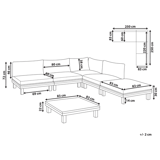 Conjunto de sofás de jardim de canto 5 lugares FRAZZANO Madeira de Acácia certificada Cinzento Conjunto de sofás de jardim de canto 5 lugares FRAZZANO Madeira de Acácia certificada Cinzento
