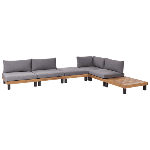 Conjunto de sofás de jardim de canto 5 lugares FRAZZANO Madeira de Acácia certificada Cinzento Conjunto de sofás de jardim de canto 5 lugares FRAZZANO Madeira de Acácia certificada Cinzento