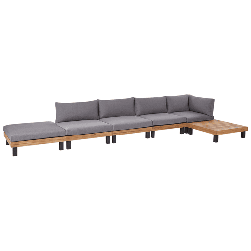 Conjunto de sofás de jardim de canto 5 lugares FRAZZANO Madeira de Acácia certificada Cinzento Conjunto de sofás de jardim de canto 5 lugares FRAZZANO Madeira de Acácia certificada Cinzento