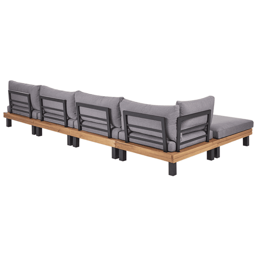 Conjunto de sofás de jardim de canto 5 lugares FRAZZANO Madeira de Acácia certificada Cinzento Conjunto de sofás de jardim de canto 5 lugares FRAZZANO Madeira de Acácia certificada Cinzento