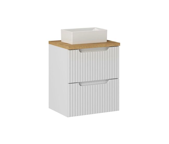 Mueble lavabo individual 50cm 2 cajones riva blanco y madera
