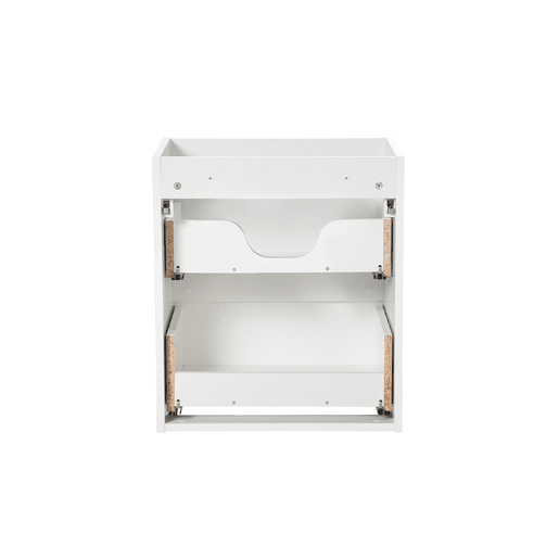 Móvel lavatório simples 50cm 2 gavetas Riva Branco e Madeira