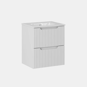 Móvel de lavatório simples encastrado 50cm 2 gavetas Riva Branco