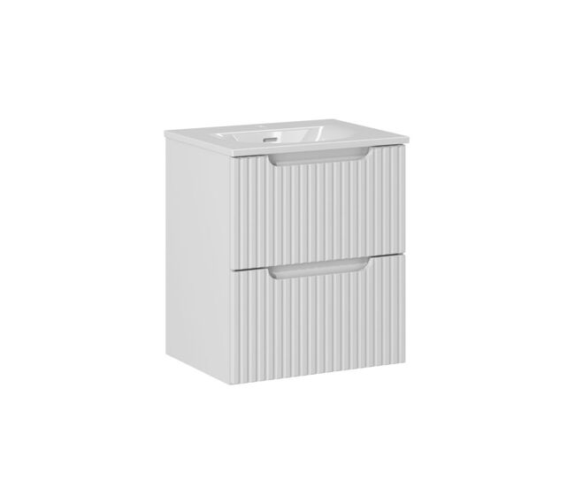 Mueble lavabo individual encastrado 50cm 2 cajones riva blanco