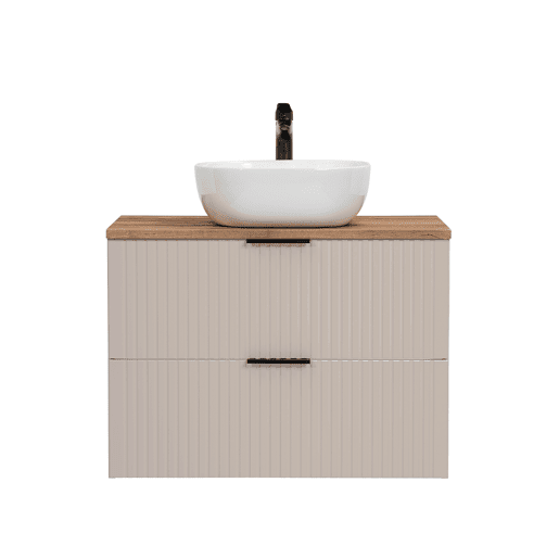 Móvel de lavatório individual 80cm Adriel Cashmere e Madeira