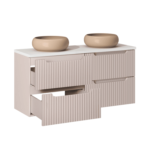 Móvel lavatório duplo 120cm 4 gavetas Riva Cashmere Branco